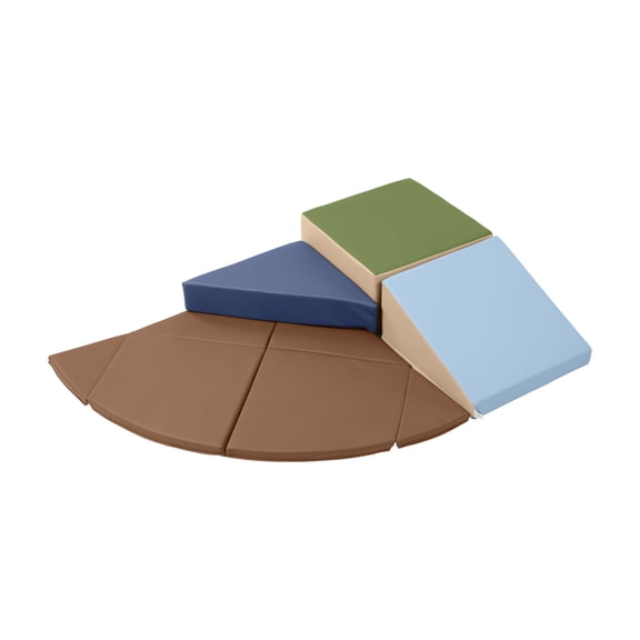 ECR4Kids SoftZone Junior Adventurer's Summit Ramp Climber, Foam Playset, Earthtone, 4-Piece