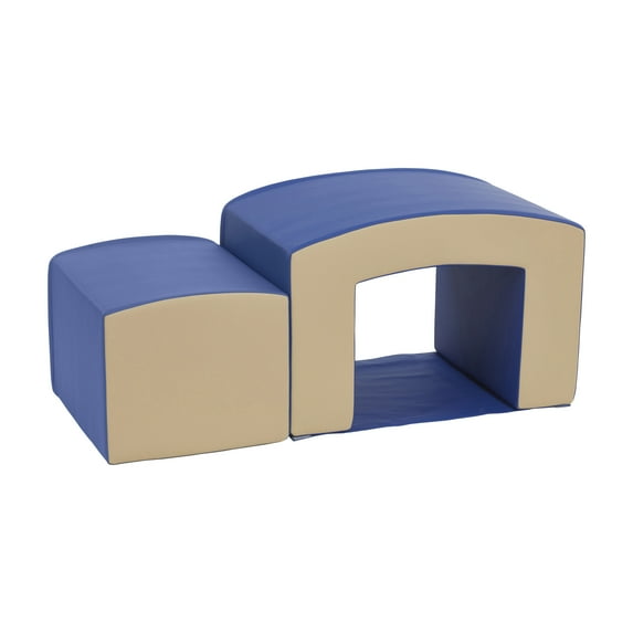 ECR4Kids SoftZone Junior Mix n' Match Tunnel and Bump, Beginner Playset, Blue, 2-Piece
