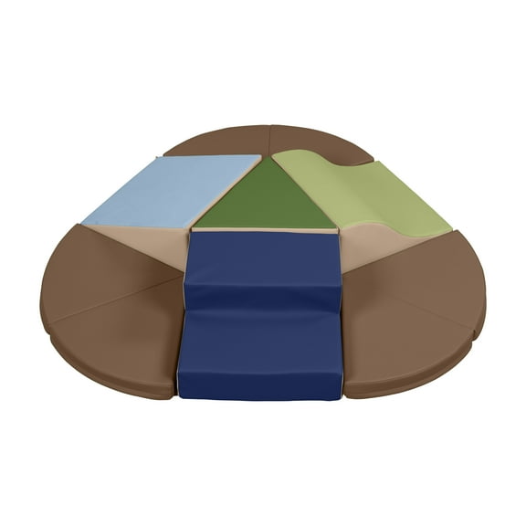 ECR4Kids SoftZone Junior TriClimber 360 Climber, Beginner Playset, Earthtone, 7-Piece