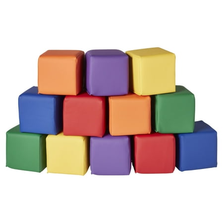 ECR4Kids SoftZone Patchwork Toddler Building Blocks, Assorted, 12-Piece