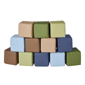 ECR4Kids SoftZone Patchwork Toddler Stacking Blocks, Foam Playset, Earthtone, 12-Piece