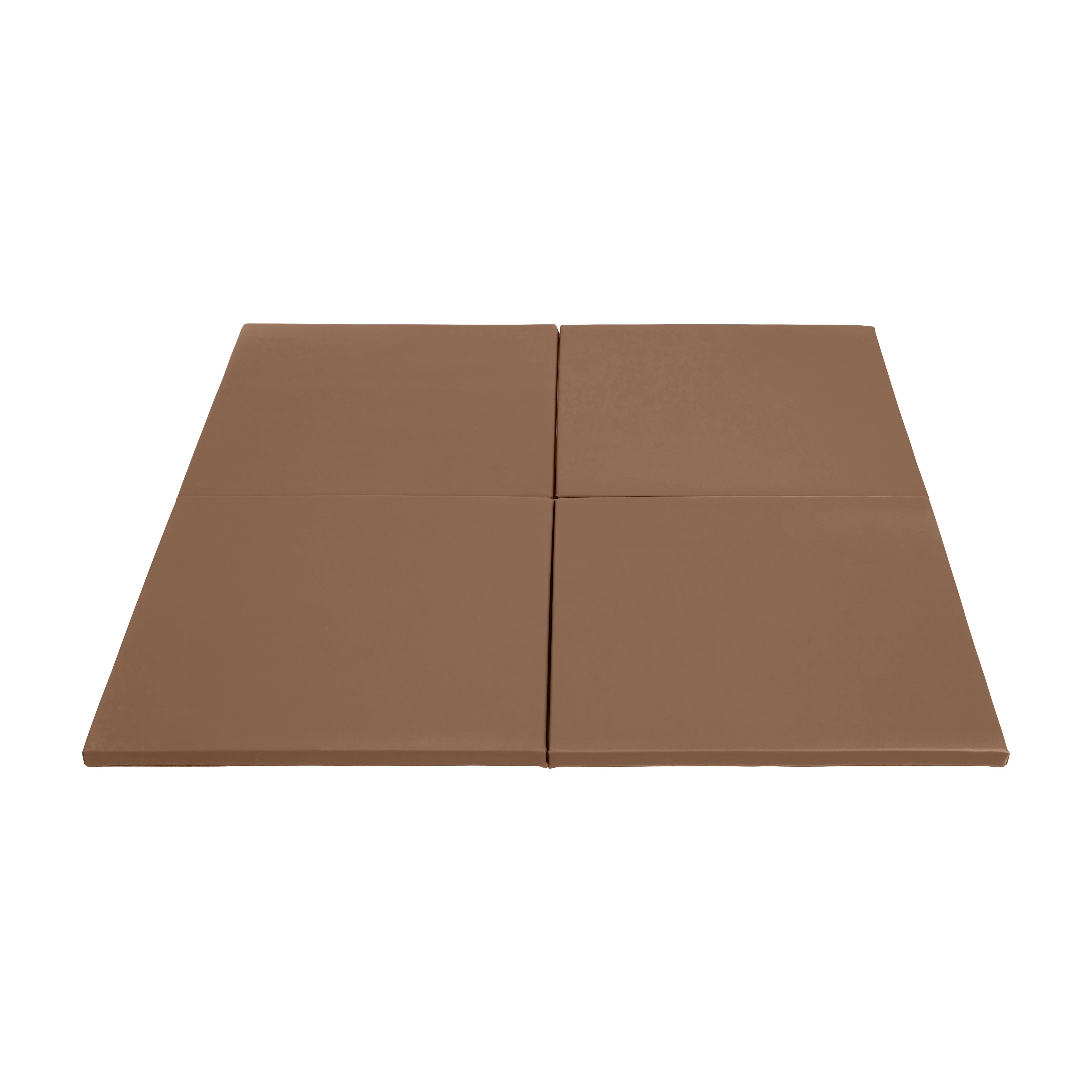 ECR4Kids SoftZone Play Patch Activity Mat Squares, Modular Playmat, Chocolate, 4-Pack