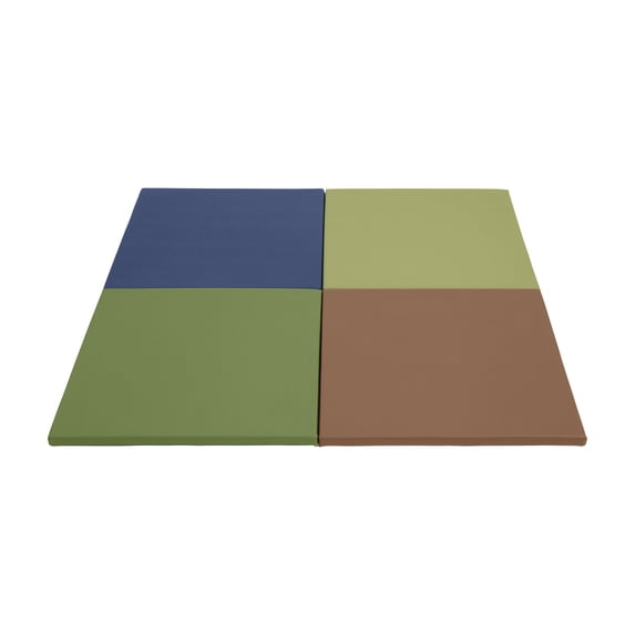 ECR4Kids SoftZone Play Patch Activity Mat Squares, Modular Playmat, Earthtone, 4-Pack