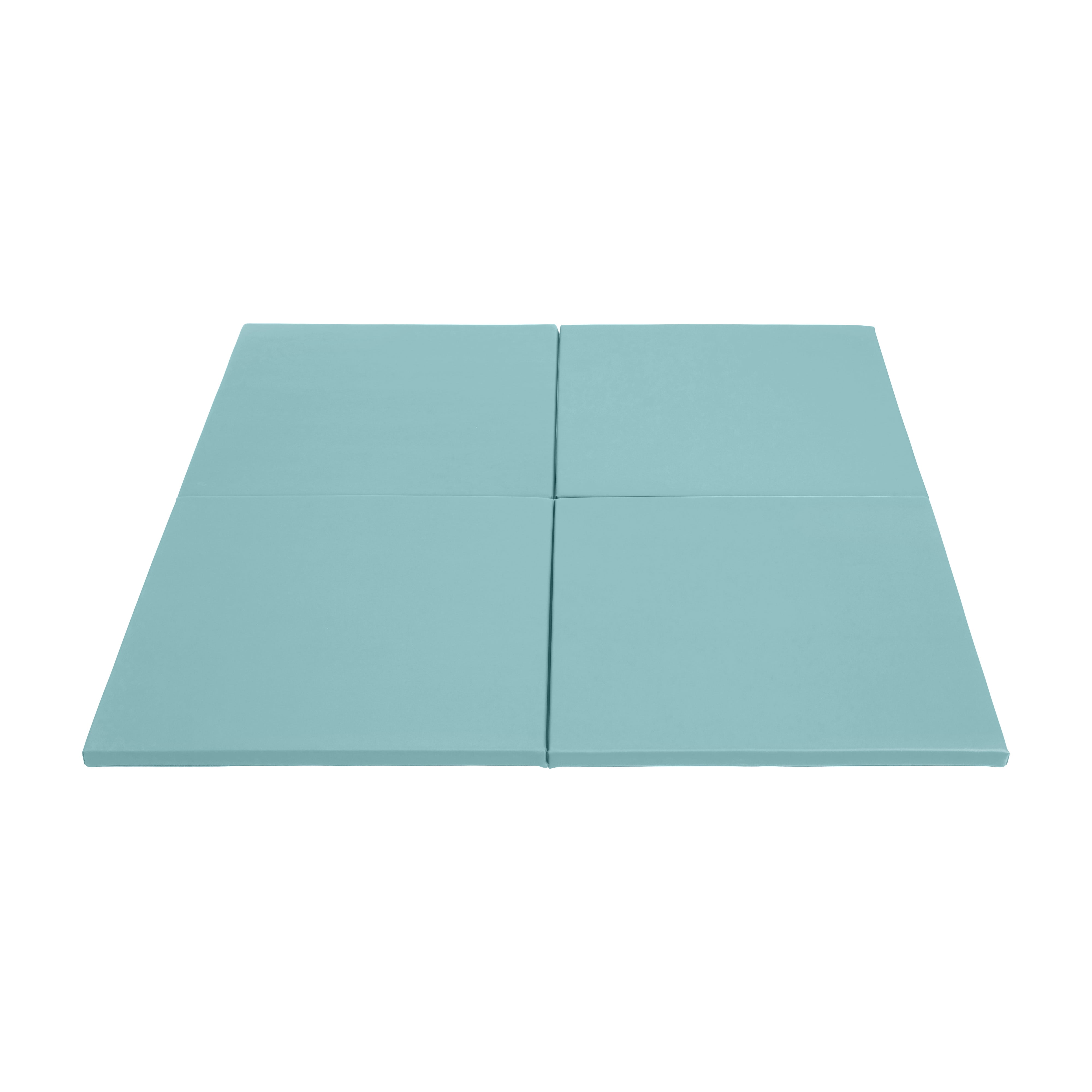 ECR4Kids SoftZone Play Patch Activity Mat Squares, Modular Playmat, Seafoam, 4-Pack