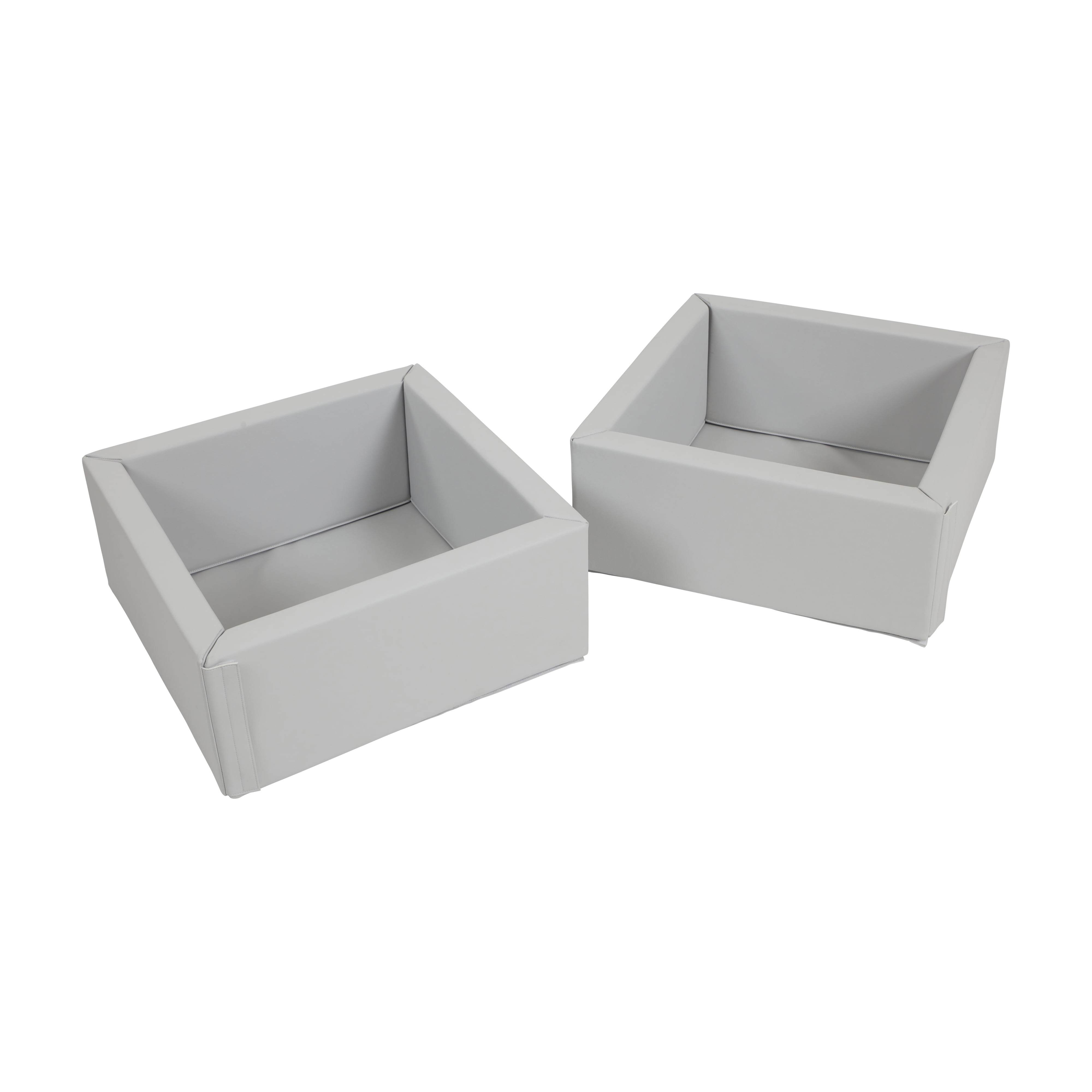 Light Grey Vegan Leather Toddler Toy Storage Bins, 2-Pack