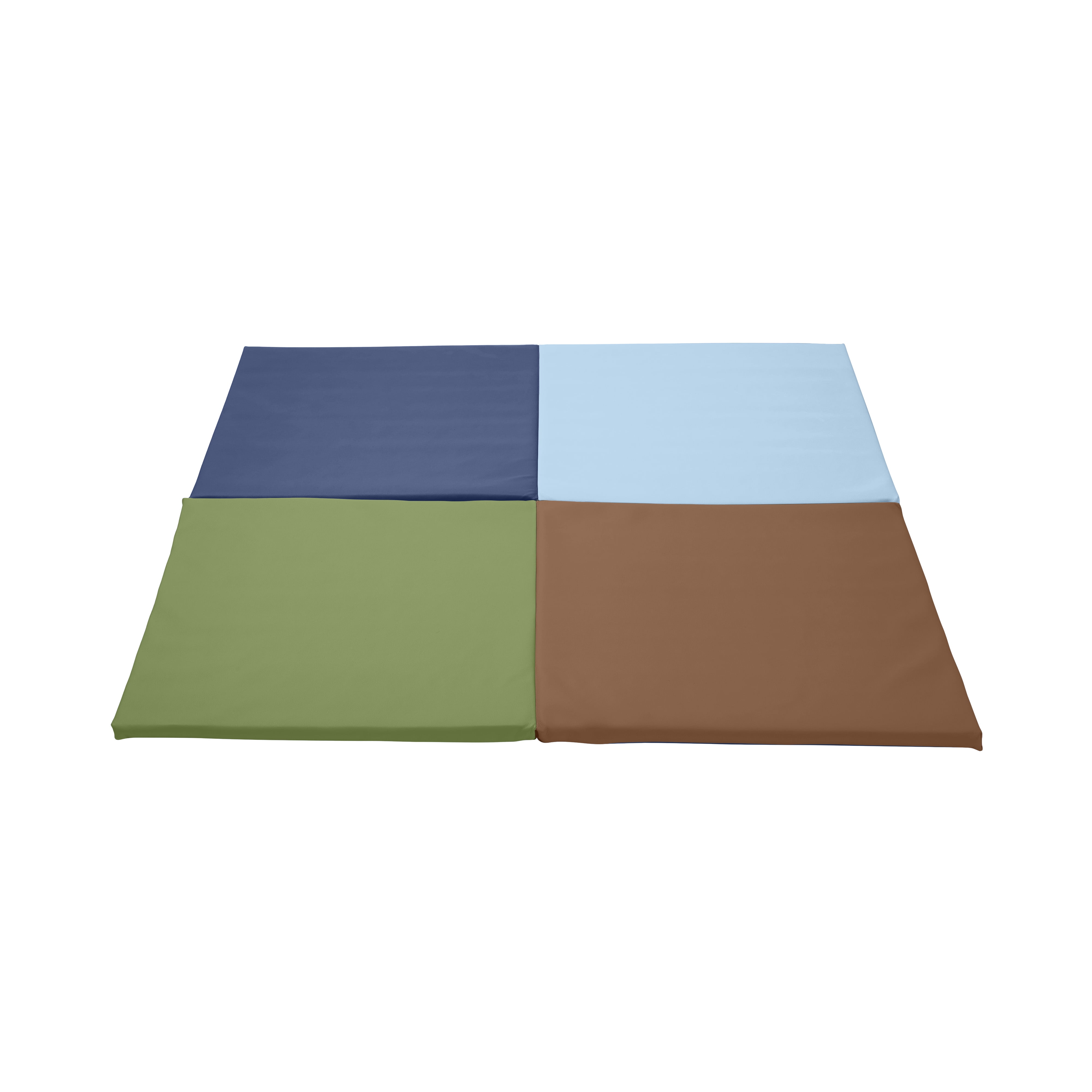 ECR4Kids SoftZone Quad Fold-N-Go Activity Play Mat, 48in Square, Baby Essentials, Earthtone