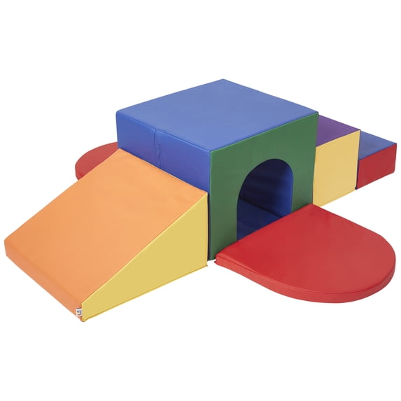 ECR4Kids SoftZone Single Tunnel Maze 360 Degree Climber, Toddler Playset, Assorted, 6-Piece