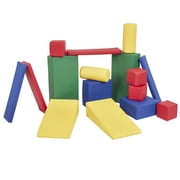 ECR4Kids SoftZone Builder Stacking Blocks and Shapes, Beginner Playset, Assorted, 16-Piece