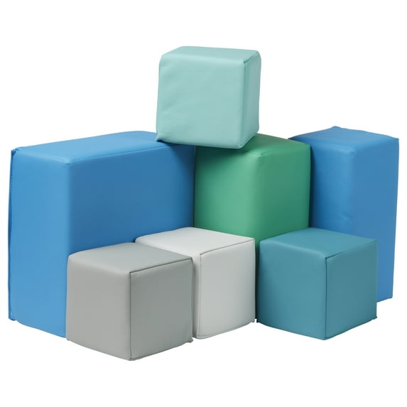 ECR4Kids SoftZone Toddler Foam Building Blocks, Beginner Playset, Contemporary, 7-Piece