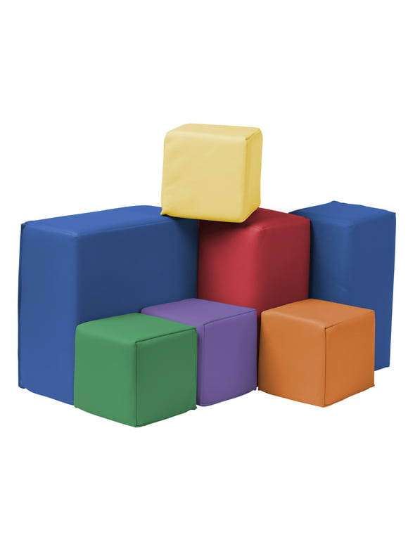 ECR4Kids SoftZone Toddler Foam Building Blocks, Foam Playset, Assorted, 7-Piece