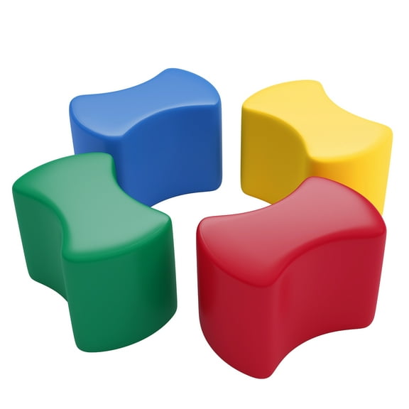 ECR4Kids SoftZone Toddler Modular Stool Seating Set, Classroom Furniture, Assorted, 4-Piece
