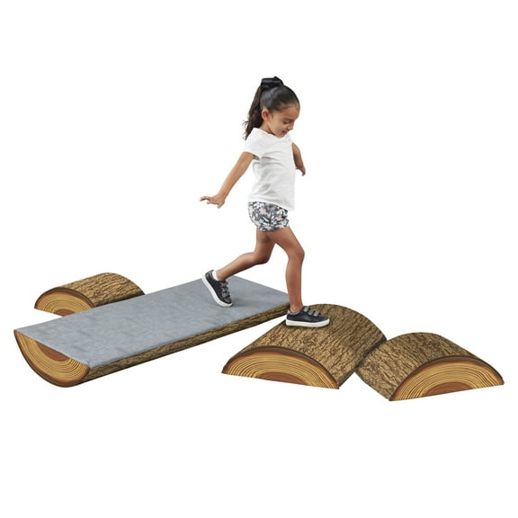 ECR4Kids SoftZone Tree Log Climber Set, Chocolate, 4-Piece