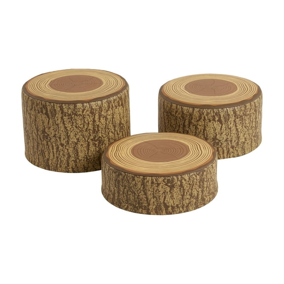 ECR4Kids SoftZone Tree Stump Stool Set, Chocolate, 3-Piece