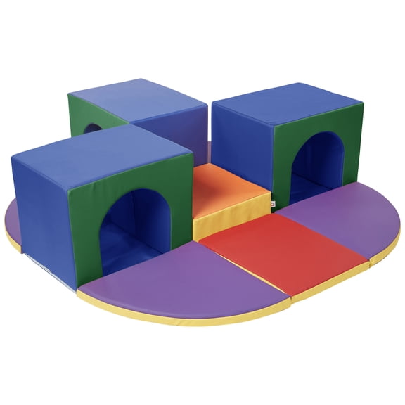 ECR4Kids SoftZone Triple Tunnel Maze 360 Degree Climber, Toddler Playset, Assorted, 9-Piece