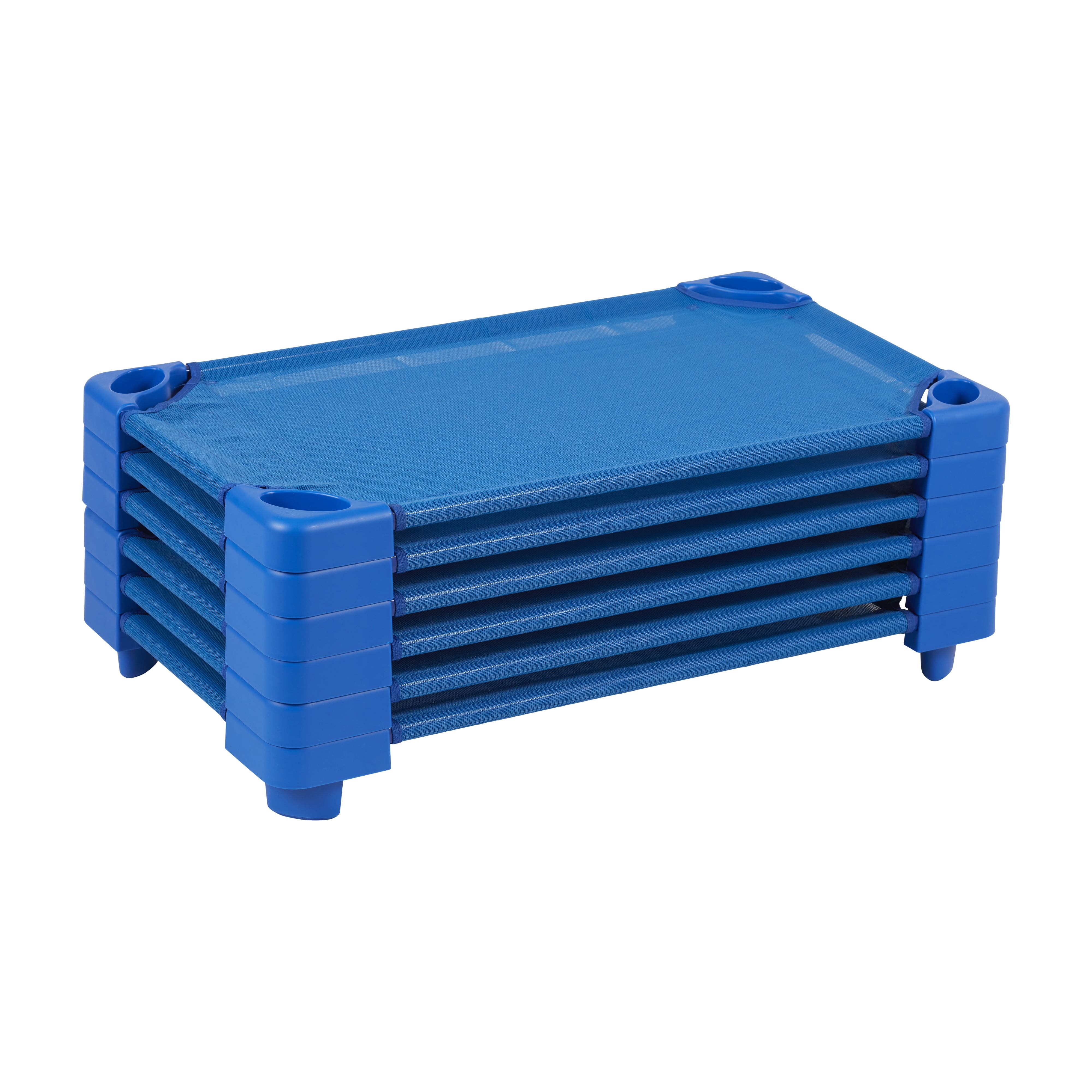 Blue Toddler Stackable Kiddie Cot with Sheet