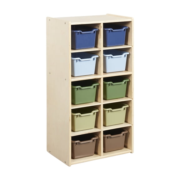 ECR4Kids Streamline 10 Cubby Tray Cabinet and 10 Scoop Front Bins, 5x2, Kids Furniture