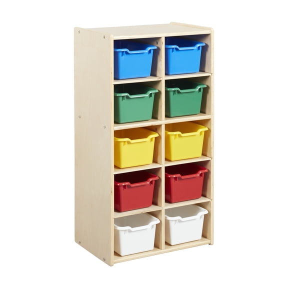 ECR4Kids Streamline 10 Cubby Tray Cabinet and 10 Scoop Front Bins, 5x2, Kids Furniture