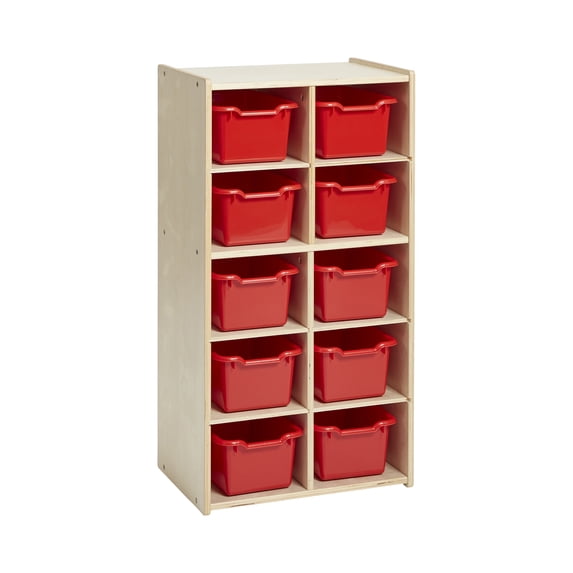 ECR4Kids Streamline 10 Cubby Tray Cabinet and 10 Scoop Front Bins, 5x2, Kids Furniture