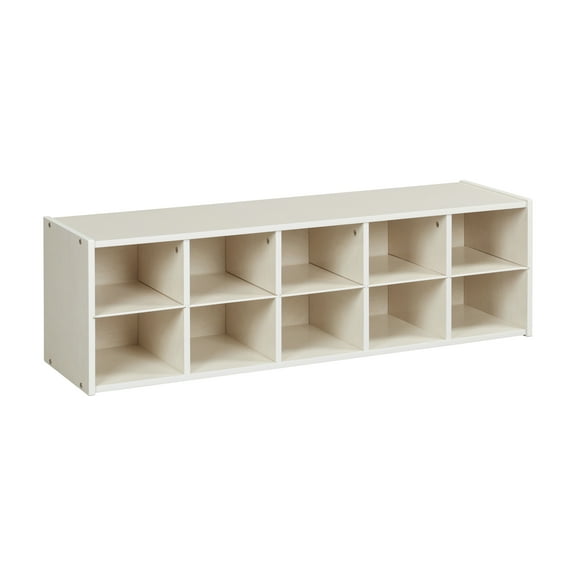 ECR4Kids Streamline 10 Cubby Tray Storage Cabinet, 2x5, Classroom Furniture, White Wash