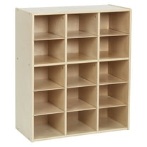 ECR4Kids Streamline 15 Cubby Tray Storage Cabinet, 5x3, Natural
