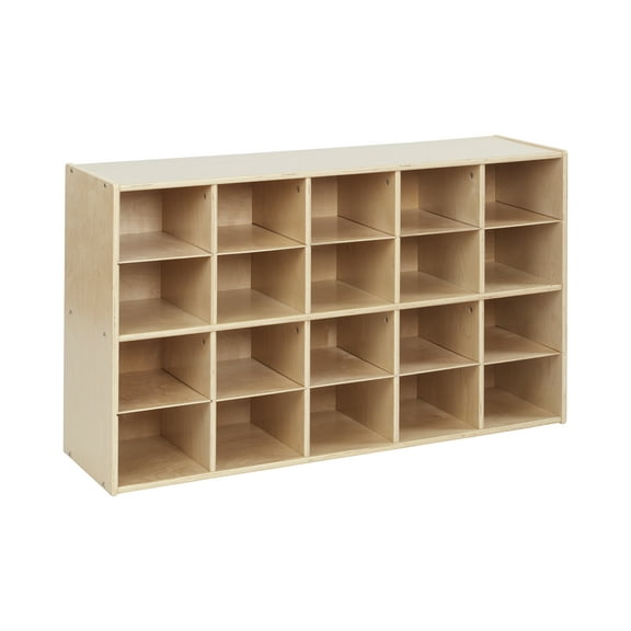 ECR4Kids Streamline 20 Cubby Tray Storage Cabinet, 4x5, Natural