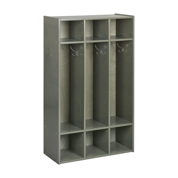 ECR4Kids Streamline 3-Section Coat Locker with Cubby Storage, Classroom Furniture, Grey Wash