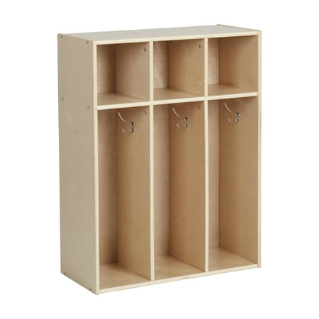 ECR4Kids Streamline 3-Section Toddler Coat Locker with Cubby Storage, Kids Furniture, Natural