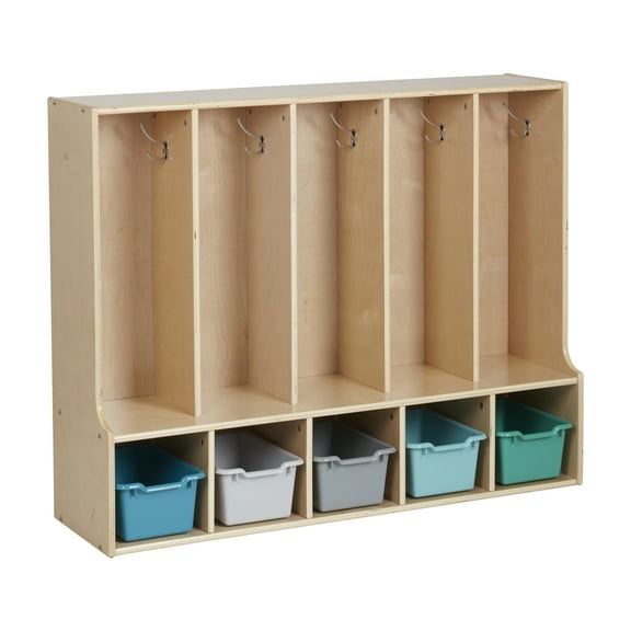 Streamline 5-Section Toddler Coat Locker with Bench and Bins