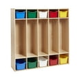 thumbnail image 1 of ECR4Kids Streamline 5-Section Coat Locker and 10 Scoop Front Bins, Classroom Furniture, Natural, 1 of 9