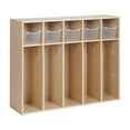 thumbnail image 1 of ECR4Kids Streamline 5-Section Toddler Coat Locker and 5 Scoop Front Bins, Cubby Storage, Natural, 1 of 9