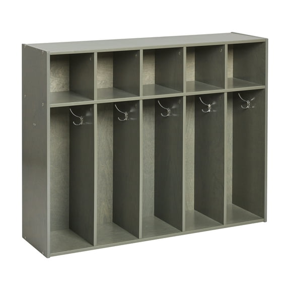 ECR4Kids Streamline 5-Section Toddler Coat Locker, Grey Wash