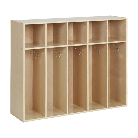 ECR4Kids Streamline 5-Section Toddler Coat Locker with Cubby Storage, Kids Furniture, Natural