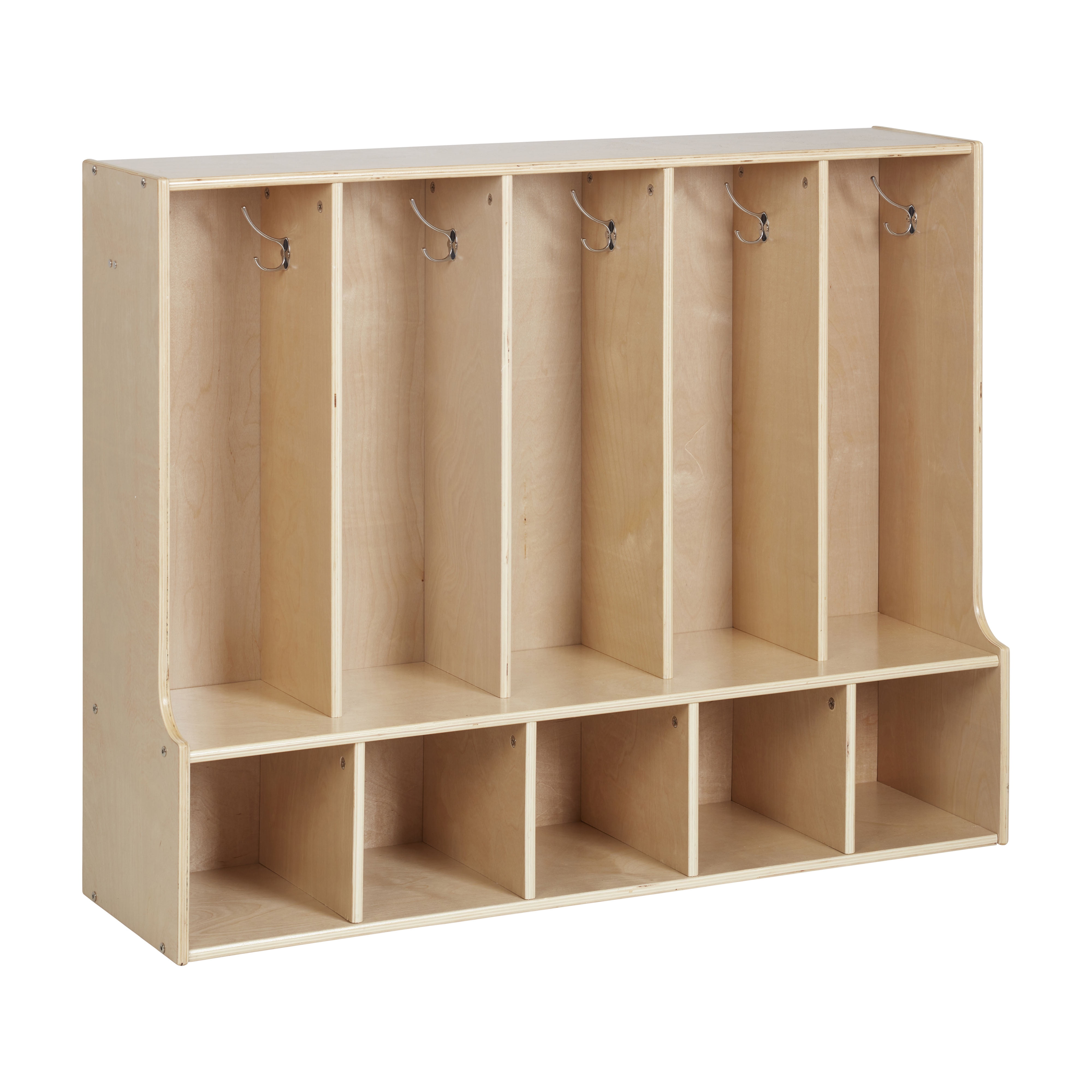 Natural Birch 5-Section Toddler Coat Locker with Bench