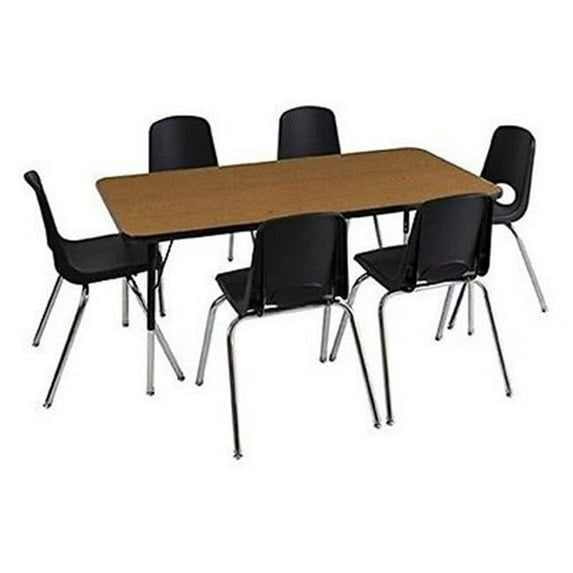ECR4Kids Thermo-fused 24" x 60" Rectangular School Activity Table, Chunky Legs, Adjustable Height 15-24 inch (Maple/Black)