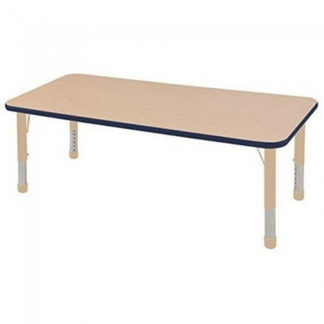 ECR4Kids Thermo-fused 24" x 72" Rectangular Activity School Table, Chunky Legs, Adjustable Height 15-24 inch (Maple/Navy/Sand)