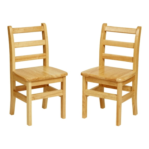 ECR4Kids Three Rung Ladderback Chair, 14in Seat Height, Kids Furniture, Honey, 2-Pack