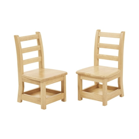 ECR4Kids Three-Rung Ladderback Chair with Storage, 10in Seat Height, Kids Furniture, Natural, 2-Pack