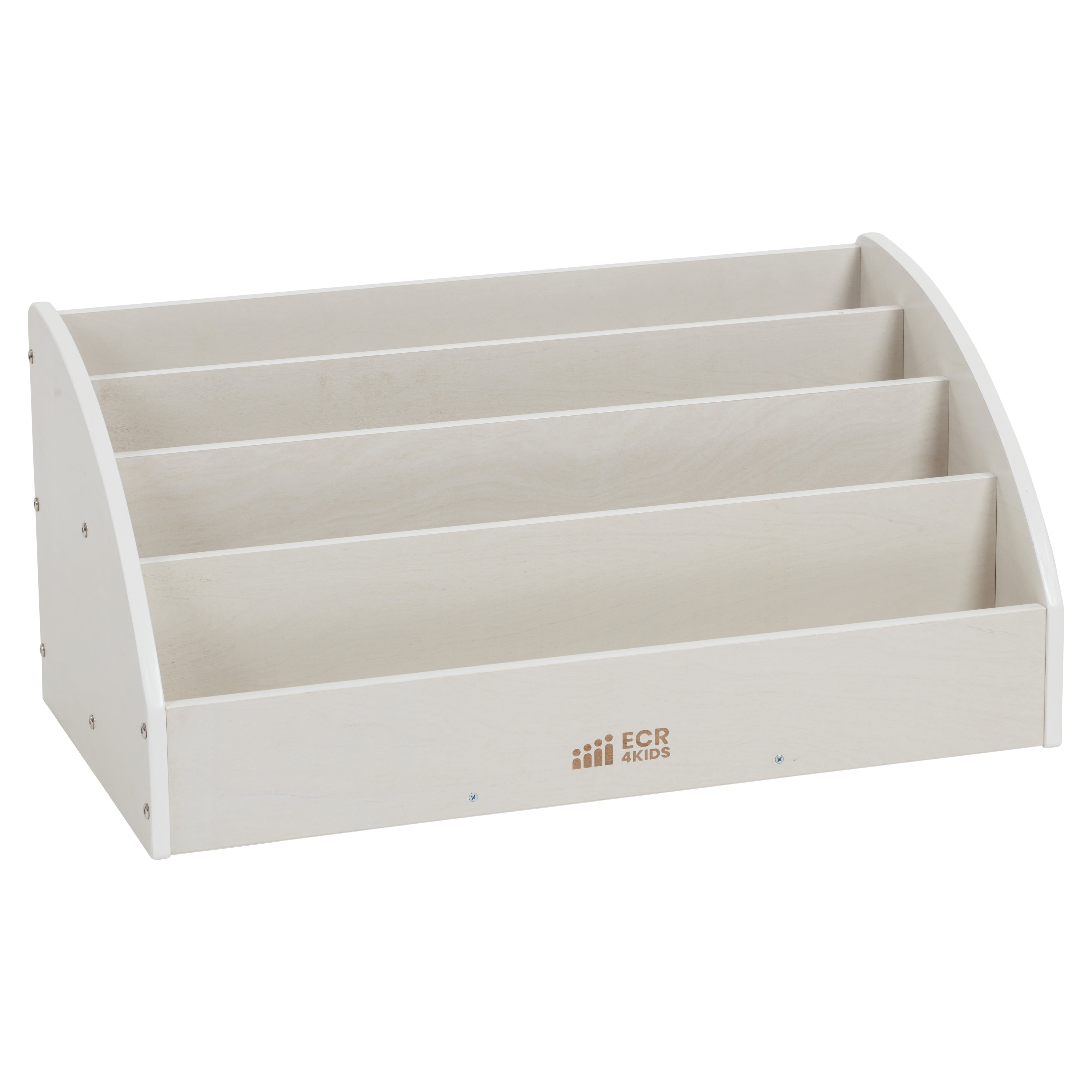 ECR4Kids Wooden Forward-Facing Toddler Book Display, Beginner Bookshelf, White Wash
