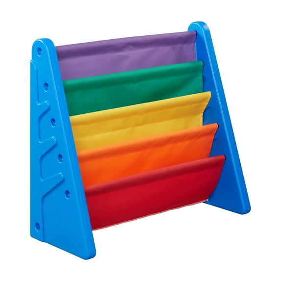 ECR4Kids 4-Tier Sling Book Display with Deep Fabric Pockets, Primary