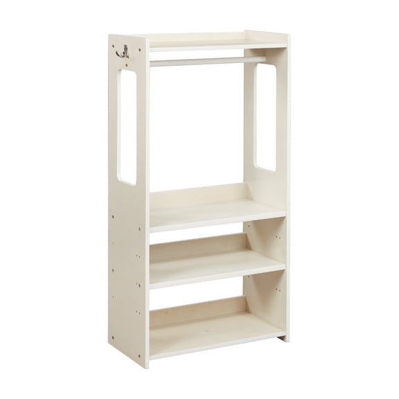 ECR4Kids TrendiTot Kids Clothing Rack with Adjustable Shelves, Toddler Wardrobe White Wash