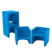 ECR4Kids Tri-Me 3-in-1 Cube Chair, Blue, 4-Piece