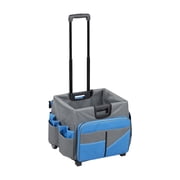 ECR4Kids Universal Rolling Utility Cart with Canvas Organizer Bag, Mobile Storage, Blue/Grey