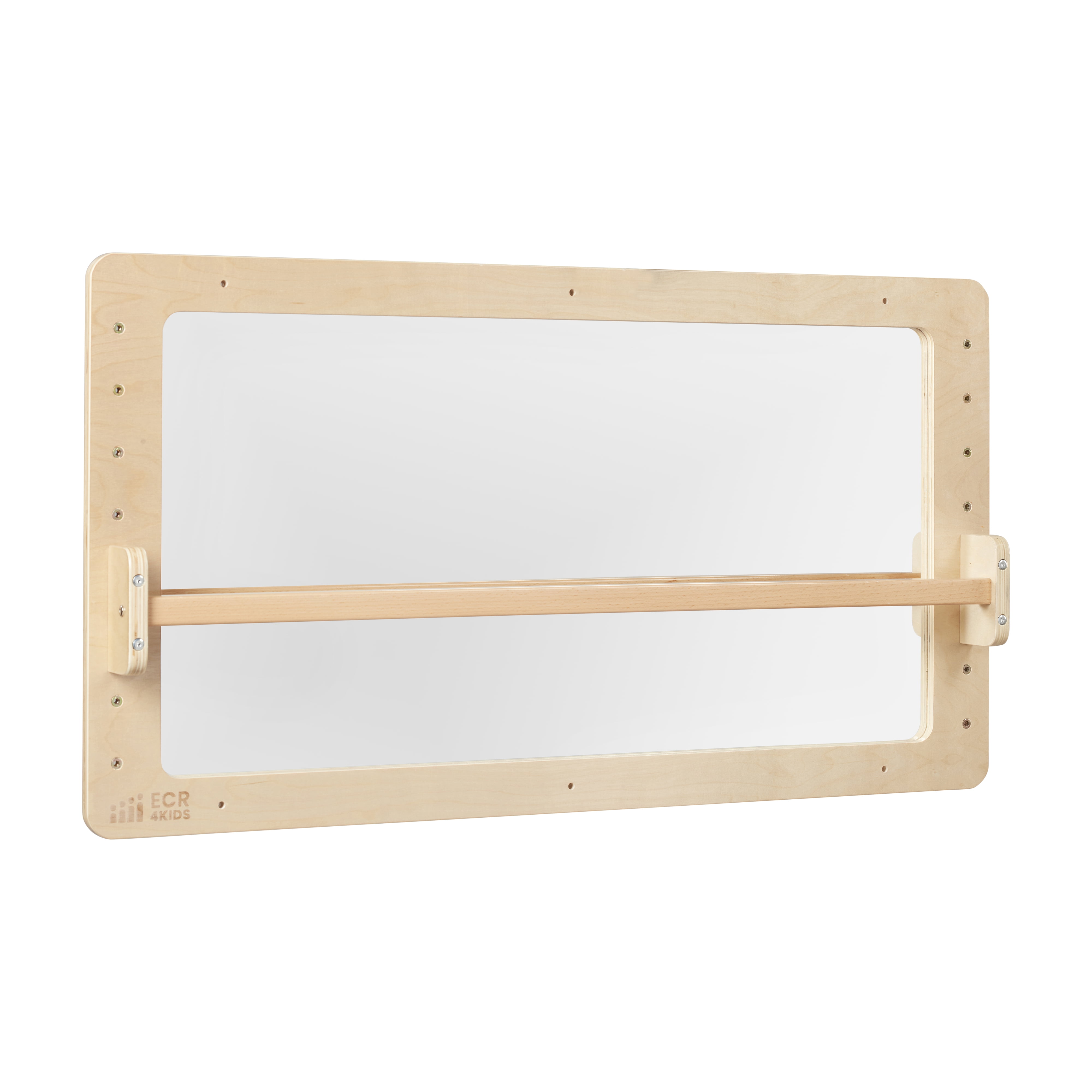 Natural Birch Wall-Mounted Kids Coordination Mirror with Adjustable Bar