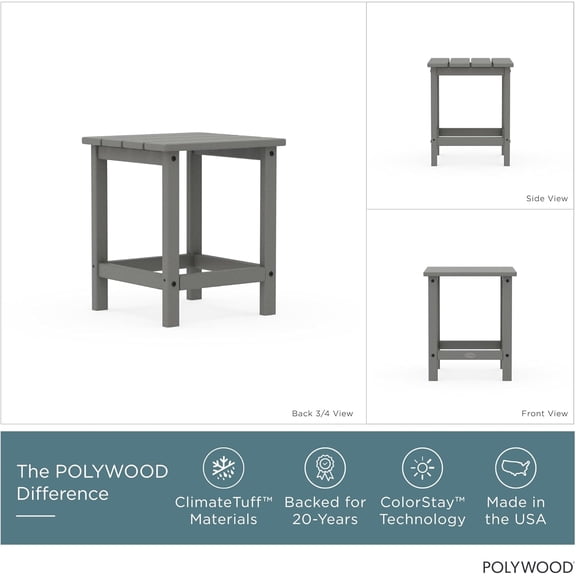 ECT18GY Long Island Side Table, 18-Inch, Slate
