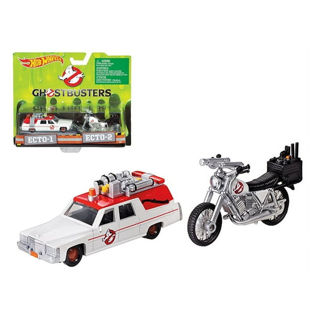 ECTO-1 1/64 Ambulance Car & ECTO-2 1/50 Bike "Ghostbusters" (2016) Movie Diecast Models by Hot Wheels