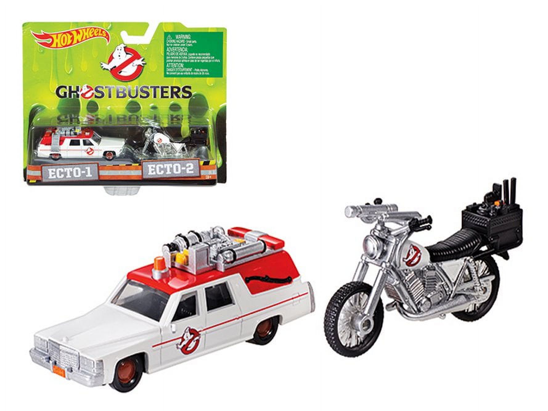 ECTO-1 Ambulance Car and ECTO-2 Bike, Ghostbusters - Hot Wheels DRW73 - 1/64 scale Diecast Model Toy Car - image 1 of 1