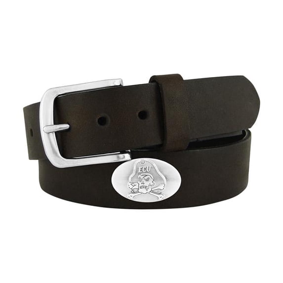ECU Concho Brown Leather Belt, 40 Waist