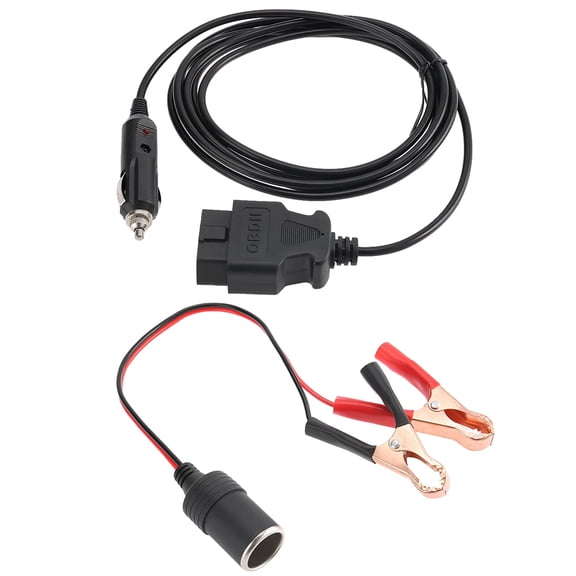 ECU Emergency Power Supply Cable OBD II Memory Saver 12V Auto Jump Starter Converter Cord Dual-Clip Connection 10 inches / 25.4 cm