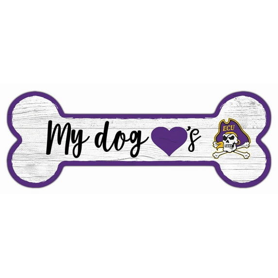 ECU Pirates 6" x 12" Team Dog Bone Sign