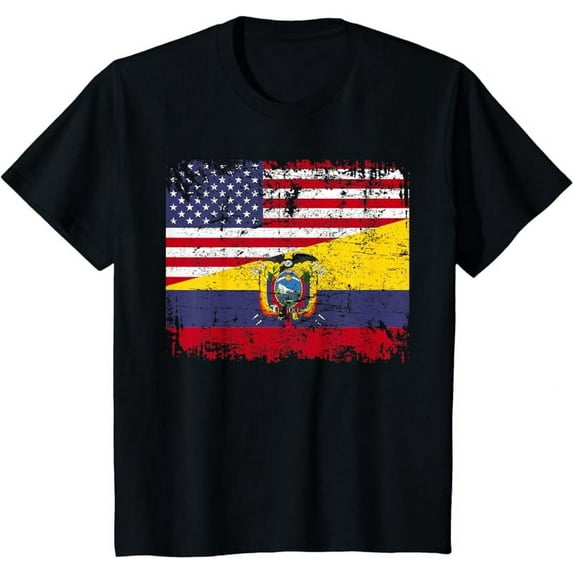 ECUADORIAN ROOTS | Half American Flag | USA ECUADOR FLAG T-Shirt
